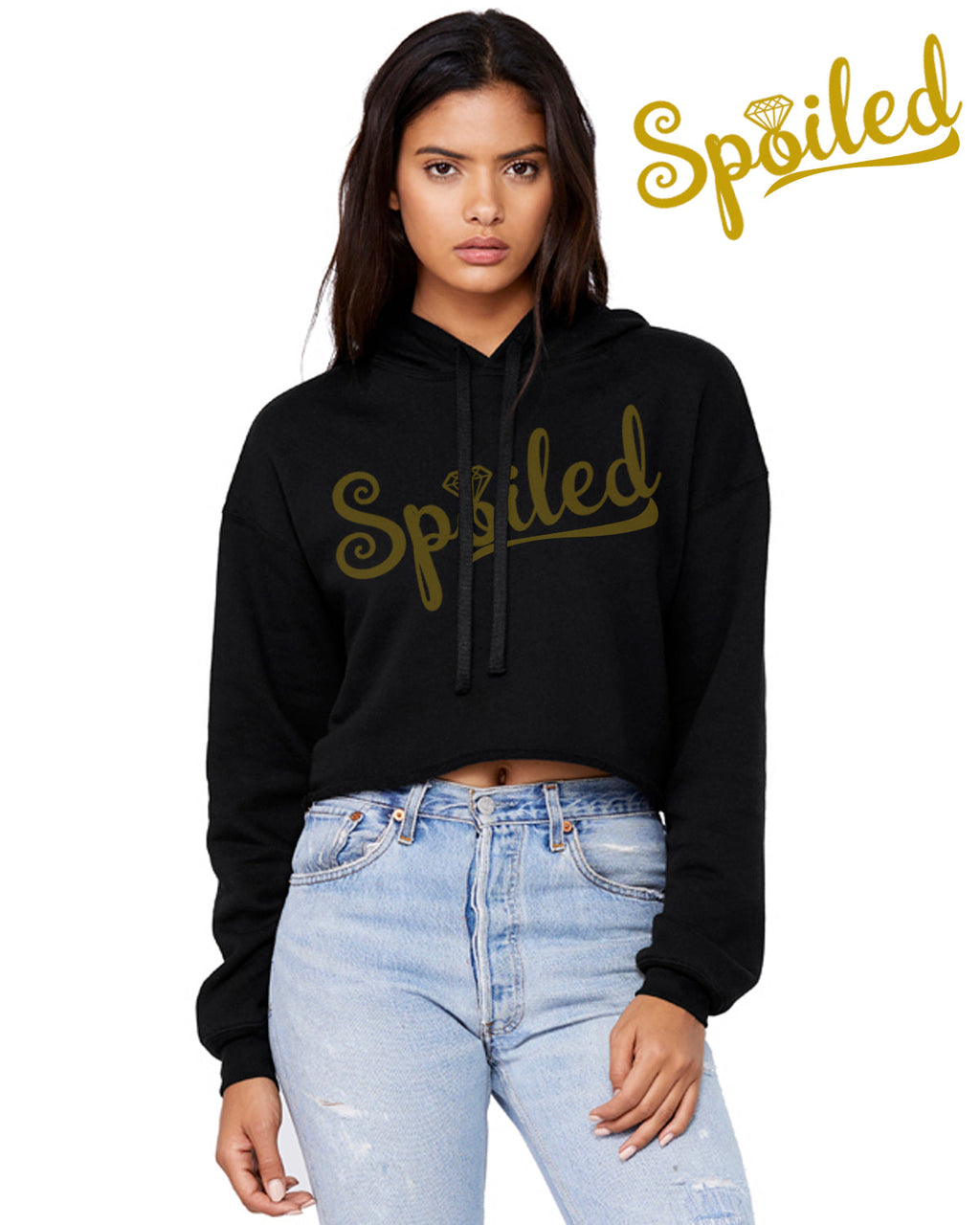 Verwöhnte Crop Top Kapuzenpullover