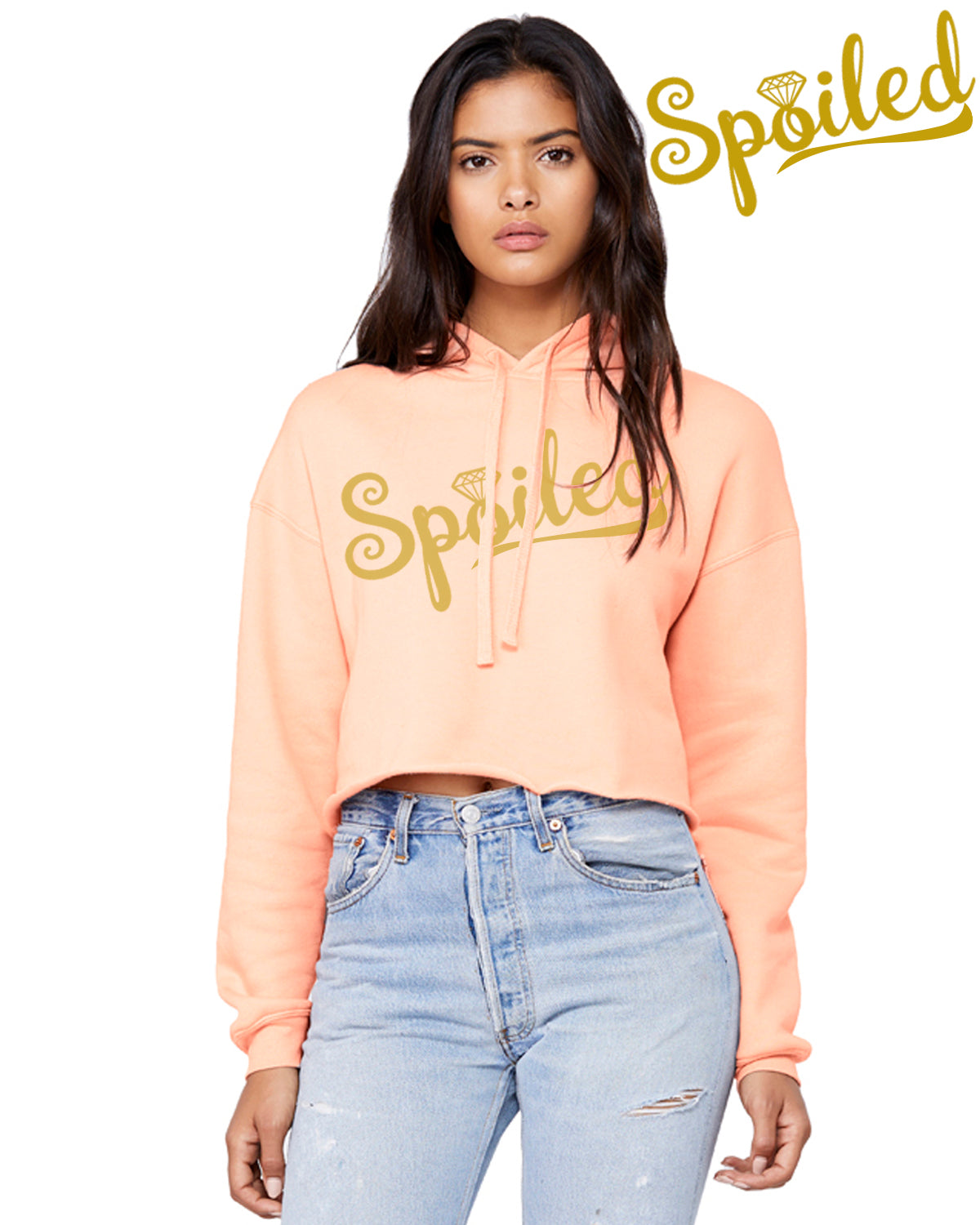 Verwöhnte Crop Top Kapuzenpullover